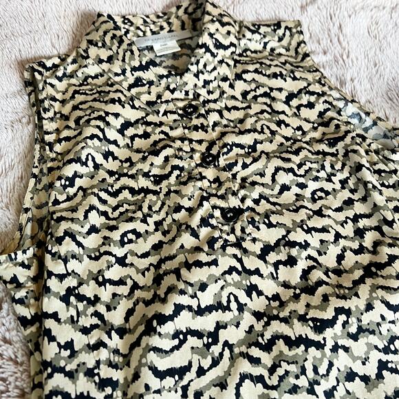 Gerard Darel Sleeveless Partial-Button Front Abstract Print Dress Size: US 10 - Picture 2 of 16